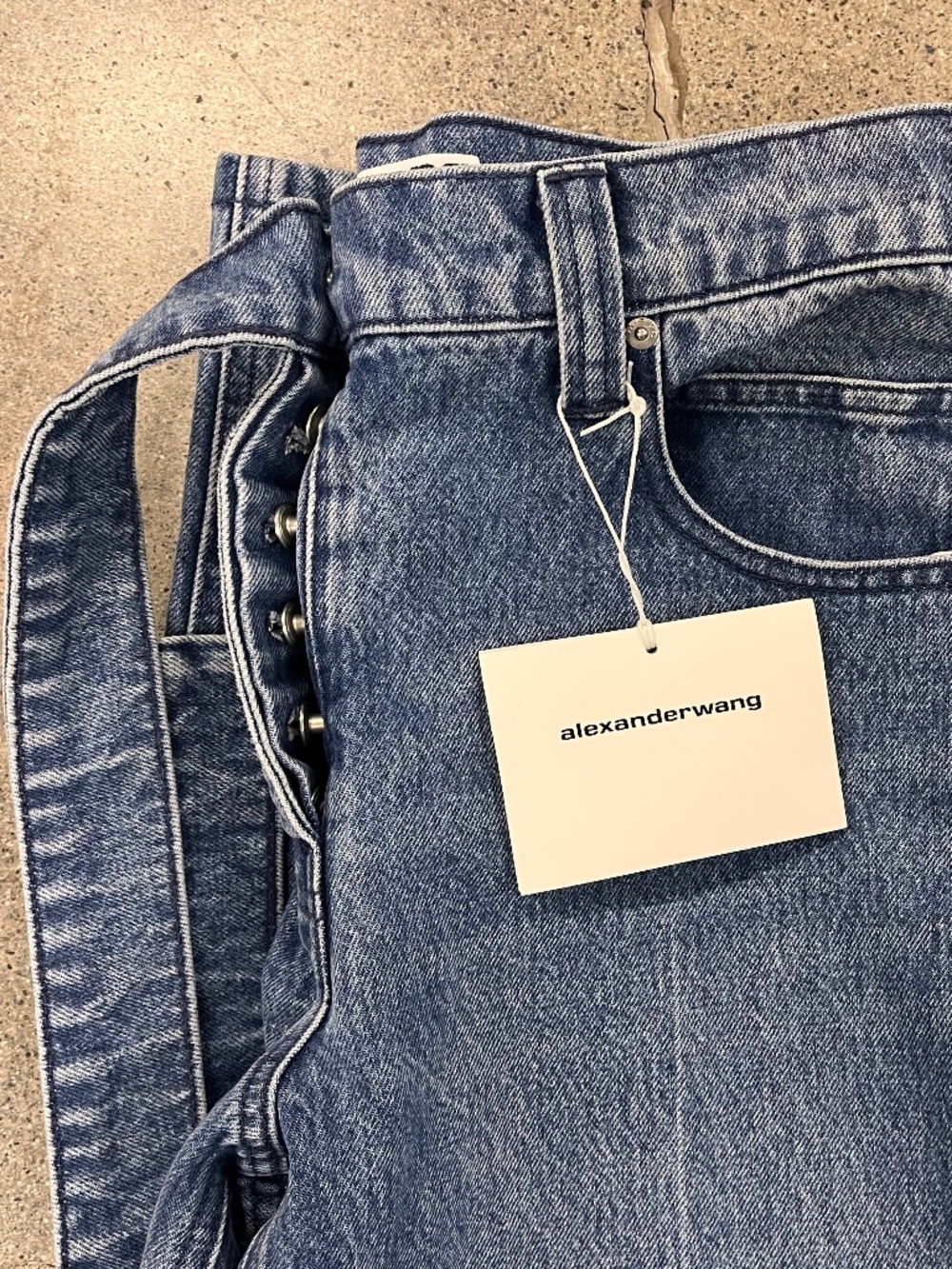 NWT Alexander Wang Raver High-rise Belted Wide Leg Jeans Sz 26 - Picture 14 of 15